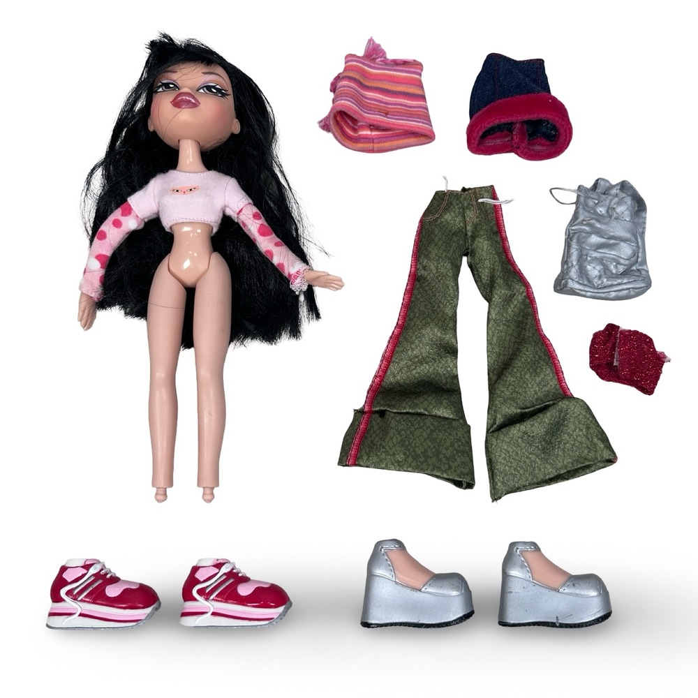 Bratz Jade First Edition Doll MGA 2001 Long Black Hair Pink Polka Dot Top